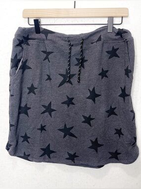 Sundry French Terry Drawstring Saturday Star Print Skirt Pockets Size 3 Large